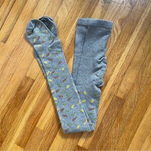 4/$25 Girls Gray Thick Winter Tights Fall Leaves Size 10